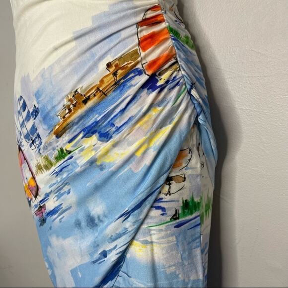 DANIELA CORTE REVOLVE Watercolor Bodycon Dress Womens Size Medium Coastal Unique - Picture 6 of 15